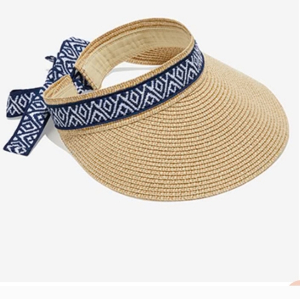 .Sea & Grass tan visor w blue tie